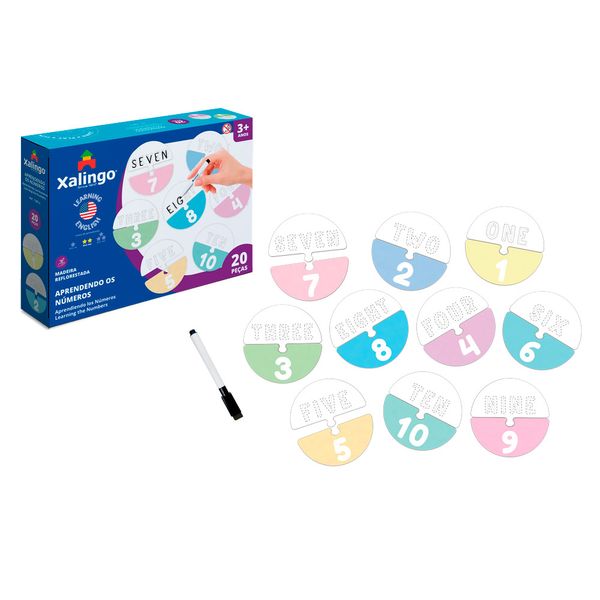 Quebra-Cabeça Didático Infantil Aprendendo Números em Inglês Xalingo 20 Peças Quebra-Cabeça Didático Infantil Aprendendo Números em Inglês Xalingo 20 Peças