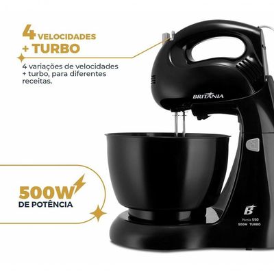 Batedeira Britânia Pérola 550 Turbo Tigela Para 4,3L 500W 220V