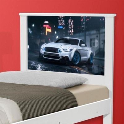 Cama Solteiro Carro Branco Potente Com Colchão