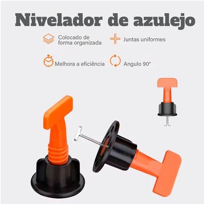 Kit Nivelador De Porcelanato Rosca Reutilizável 50 Peças Com Chave Manual