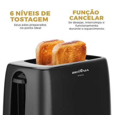 Torradeira Britânia 6 Níveis De Tostagem 700W BTR05A 110V