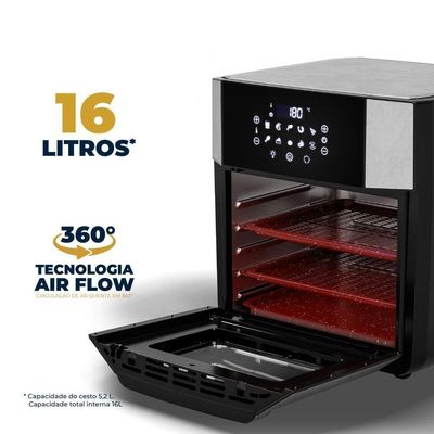 Air Fryer Oven Britânia 16L 4 Em 1 Porta Removível BAF16A 220V