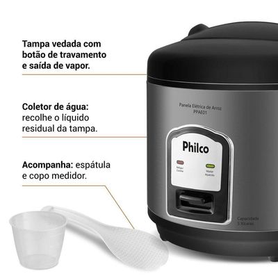 Panela De Arroz Elétrica Philco 5 Xícaras 1,6L PPAE01 220V