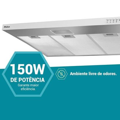 Depurador E Exaustor Inox Philco 3 Velocidades 150W PDR80I 110V