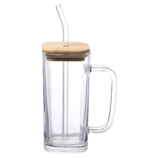Copo com Tampa e Canudo Hauskraft Accio em Vidro 290ml