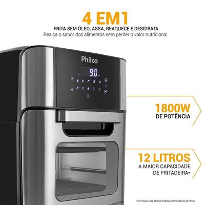 Air Fryer Oven Philco 12L 4 Em 1 1800W PFR2200 110V
