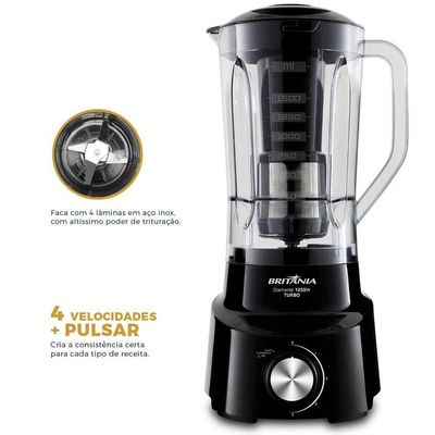 Liquidificador Britânia Diamante Preto 1050W 110V
