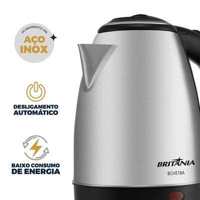 Chaleira Elétrica Britânia 1,8L Inox BCHE18A 220V