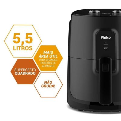 Air Fryer Philco 5,5L Cesto Quadrado 1500W PAF55A 220V