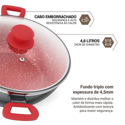 Panela Philco 4,6L com Tampa de Vidro Redstone PPN24A Bivolt