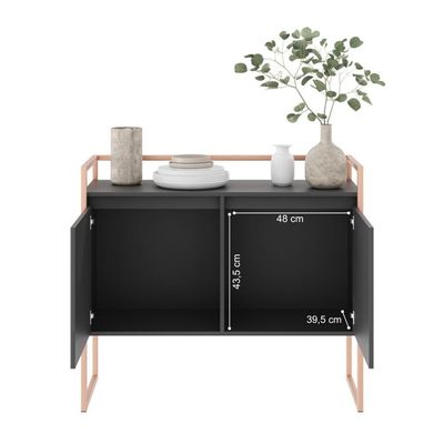 Conjunto Buffet Industrial 2 E 3 Portas Preto Cobre