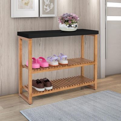 Estante Aparador Buffet Gold Com 2 Prateleiras Luxo Preto