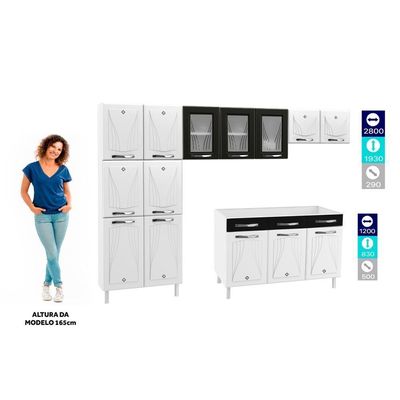 Cozinha De Aço Completa Telasul Porta 3 vidros Balcão Pia