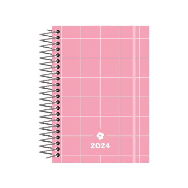 Agenda Espiral Confetti Candy Xadrez Rosa