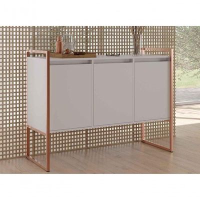 Buffet 3 Portas Rouxe Branco Cobre Conjunto 2 Unidades