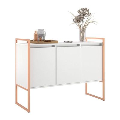 Buffet 3 Portas Rouxe Branco Cobre Conjunto 2 Unidades