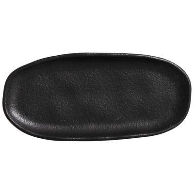 Travessa Rasa Oval 16,5x8cm Orgânico Preto Matte Comida Japonesa Cerâmica Porto Brasil