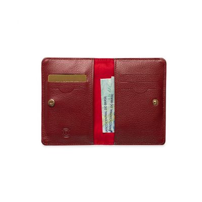 Carteira Slim em Couro Feminina Pequena RFID Vermelha P / Vermelho