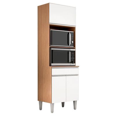 Paneleiro Torre Quente Andréia Para 2 Fornos Amêndoa/Branco