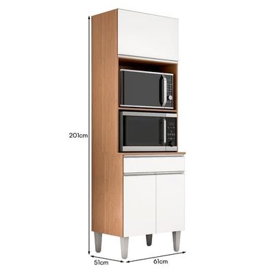 Paneleiro Torre Quente Andréia Para 2 Fornos Amêndoa/Branco