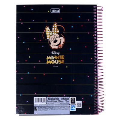 Caderno Universitário Tilibra Espiral Capa Dura Minnie 10 Matérias 160 Folhas Capas Diversas