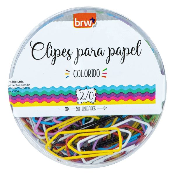 Clipes Brw Nº 2/0 Pote Tropical Colors com 50 Unidades Clipes Brw Nº 2/0 Pote Tropical Colors com 50 Unidades