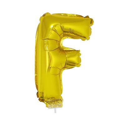 Balão Metalizado 16" Funny Letra F Dourado com Suporte