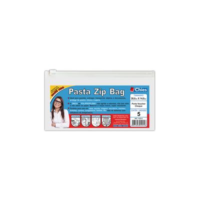 Pasta Zip Bag Chies B5 com 05 Unidades Cristal 28x14cm