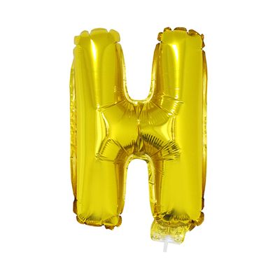 Balão Metalizado 16" Funny Letra H Dourado com Suporte