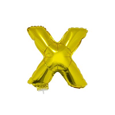 Balão Metalizado 16" Funny Letra X Dourado com Suporte