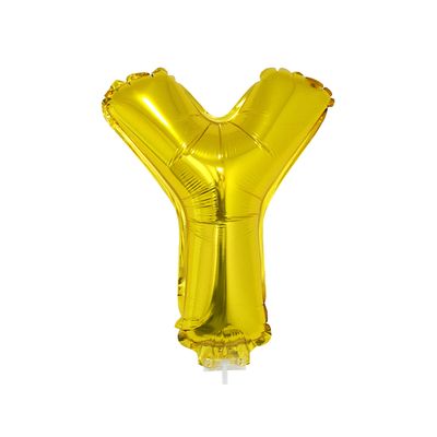 Balão Metalizado 16" Funny Letra Y Dourado com Suporte