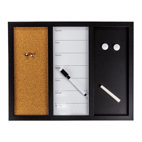 Quadro Magnético Bc Visão Mês com Cortiça, Board, Porta Chaves, Ímãs, Marcador e Alfinetes 38x30cm Quadro Magnético Bc Visão Mês com Cortiça, Board, Porta Chaves, Ímãs, Marcador e Alfinetes 38x30cm