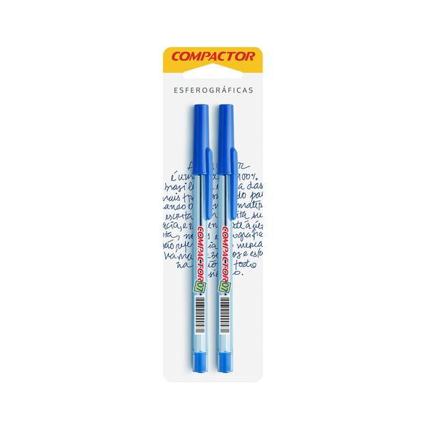 Caneta Esferográfica Compactor 0.7mm Azul com 2 Unidades