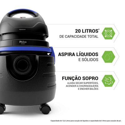 Aspirador De água E Pó Philco 1500W 20L PAS80 220V