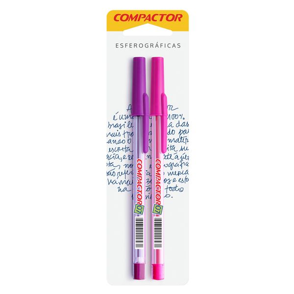 Caneta Esferográfica Compactor Pink e Violeta 0.7mm