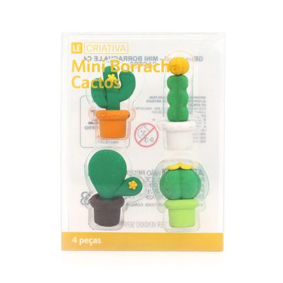 Mini Borracha Le Cactos Color com 04 unidades