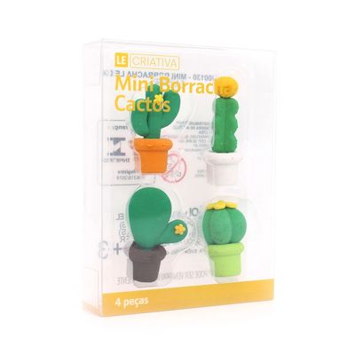 Mini Borracha Le Cactos Color com 04 unidades