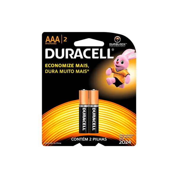 Pilha Alcalina Duracell AAA com 2 Unidades