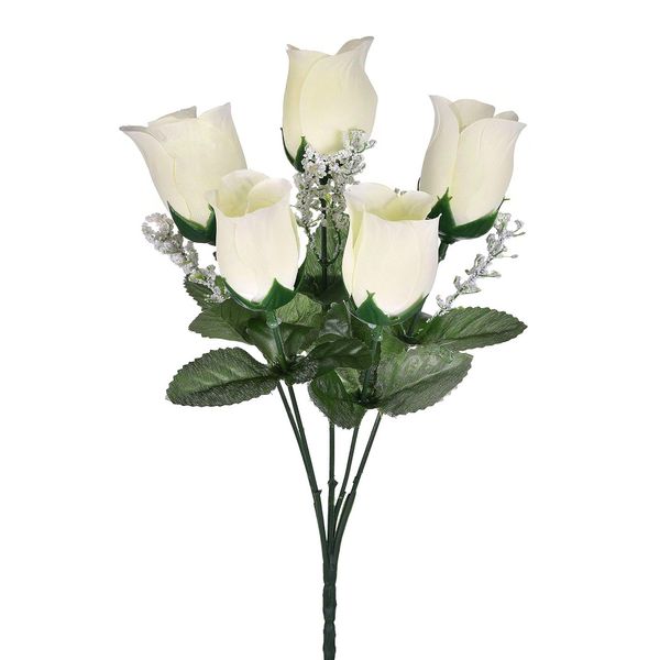 Bouquet Botão de Rosa Grillo Branco com 5 Flores Bouquet Botão de Rosa Grillo Branco com 5 Flores