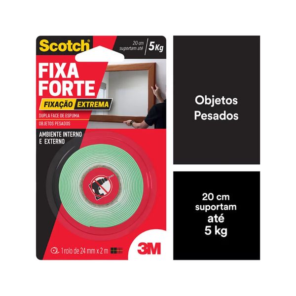 Fita Adesiva Dupla Face Scotch 3M com Espuma Uso Externo 24mmx2m Fita Adesiva Dupla Face Scotch 3M com Espuma Uso Externo 24mmx2m