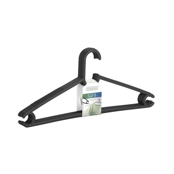 Conjunto de Cabides Dasplast Soft Preto 6 Unidades Conjunto de Cabides Dasplast Soft Preto 6 Unidades