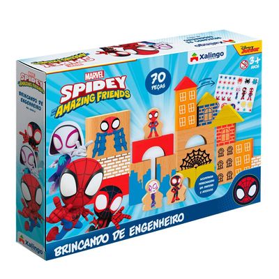 Blocos de Montar Brincando de Engenheiro Spidey Xalingo 70 Peças