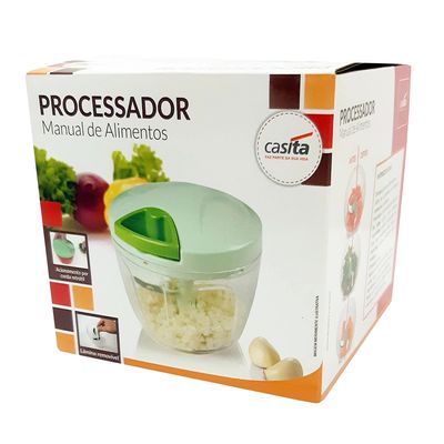 Mini Processador de Alimentos Manual Casita com 3 Lâminas 650ml