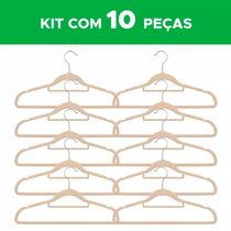 Conjunto de Cabides de Veludo Santana Bege com 10 Unidades
