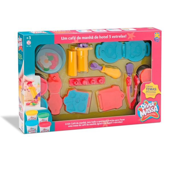 Kit Massa de Modelar Café da Manhã Divertoys com Acessórios Kit Café da Manhã Divertoys