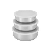 Conjunto de Potes Le Chef em Inox com Tampa 3 Peças