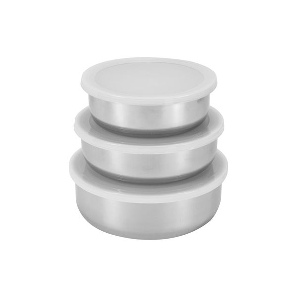 Conjunto de Potes Le Chef em Inox com Tampa 3 Peças Conjunto de Potes Le Chef em Inox com Tampa 3 Peças