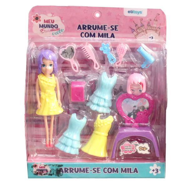 Boneca Com Acessórios Guarda Roupa Fashion Etilux