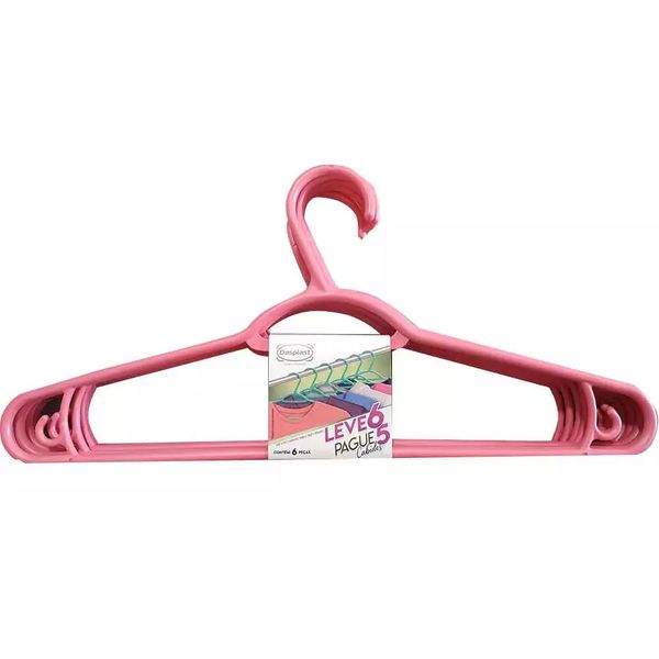Conjunto de Cabides Dasplast 6 Unidades Plástico Rosa Conjunto de Cabides Dasplast 6 Unidades Plástico Rosa