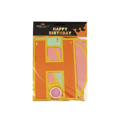 Faixa Happy Birthday Silver Colorida 3,5m